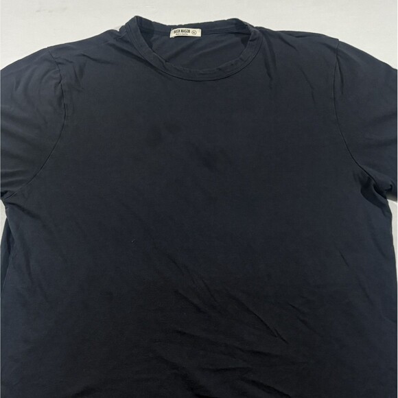 Buck Mason Mens Crew Curved Hem Tee Short Sleeve Black T-shirt Sz XL STAINS - Picture 2 of 8